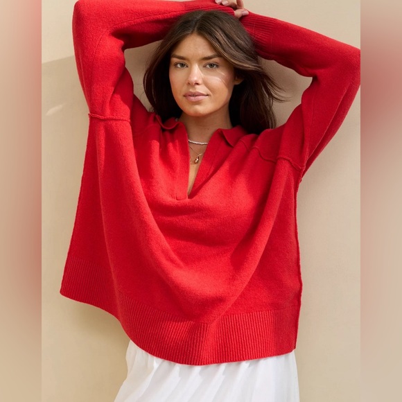 AERIE unREAL Oversized Polo Sweater - Picture 1 of 6